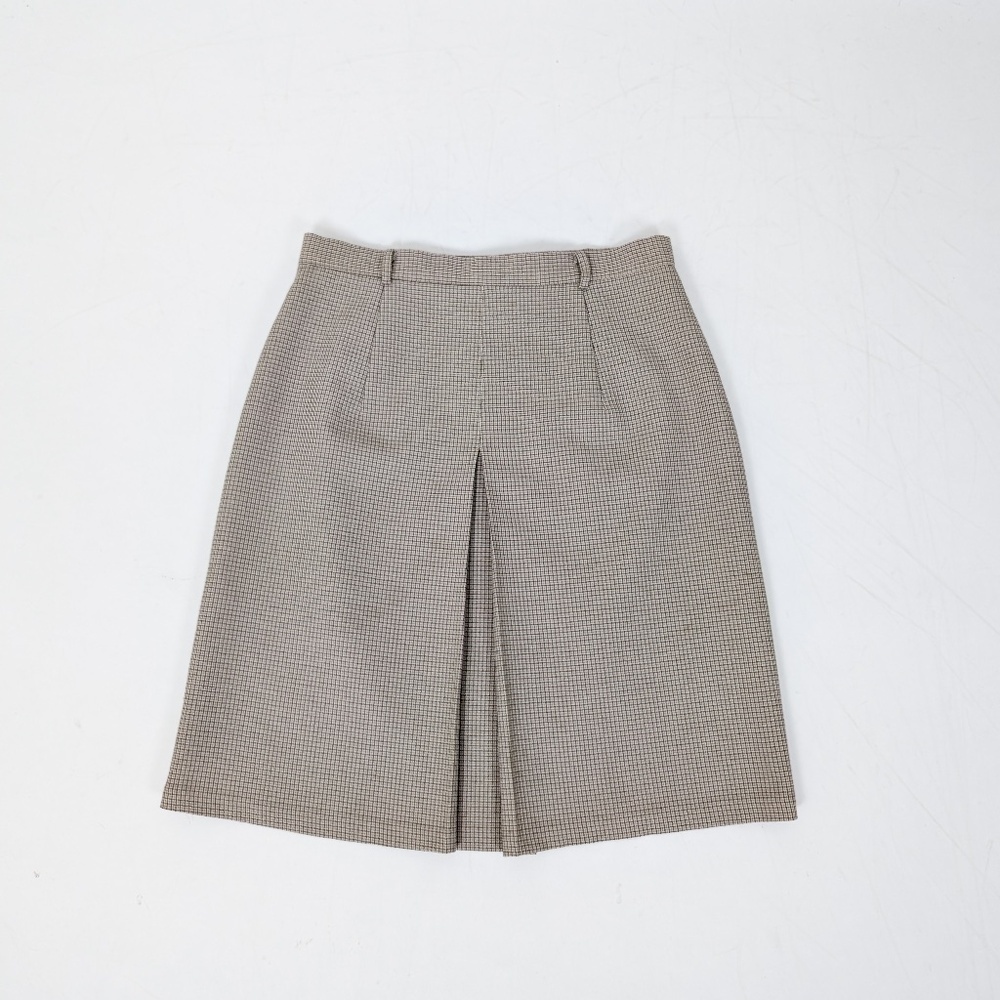 (Free with Purchase) Plaid Pleated Mini Skirt Lined High Waisted Size Small Tan